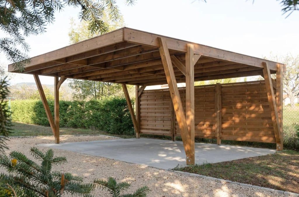 Carport bois pour deux véhicules